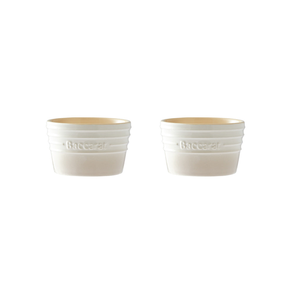 Baccarat Le Connoisseur Set of 2 Stoneware Ramekin 9cm Cream