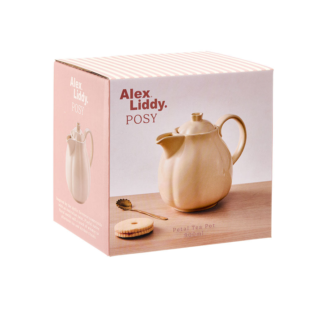 Alex Liddy Posy Teapot cream ribbed design at House