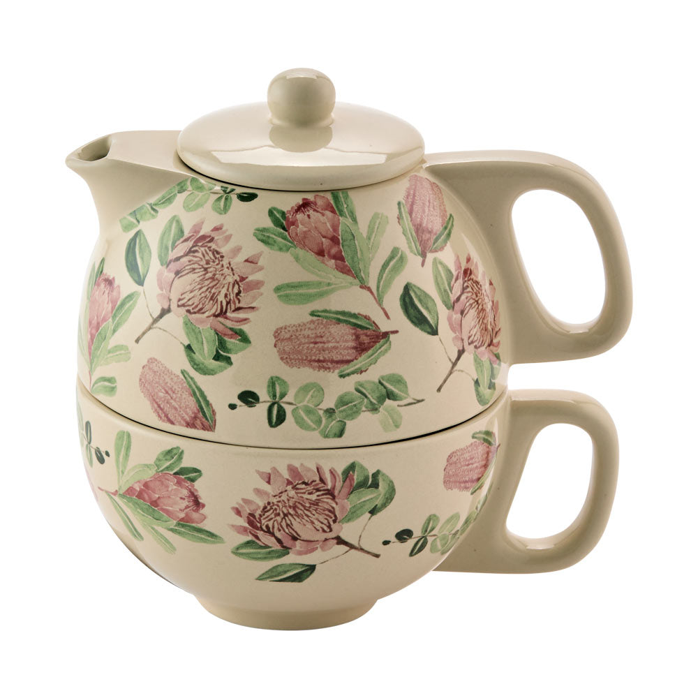 Alex Liddy Posy Tea For One Set cream with pink flowers at House