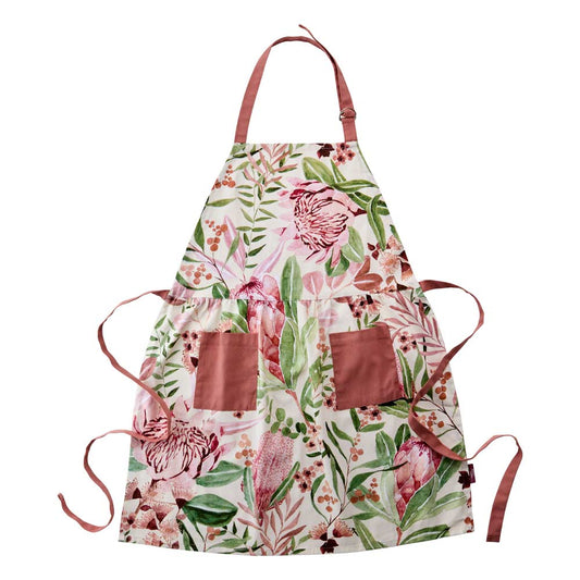 Alex Liddy Posy Apron With Pockets Pink Flowers at House