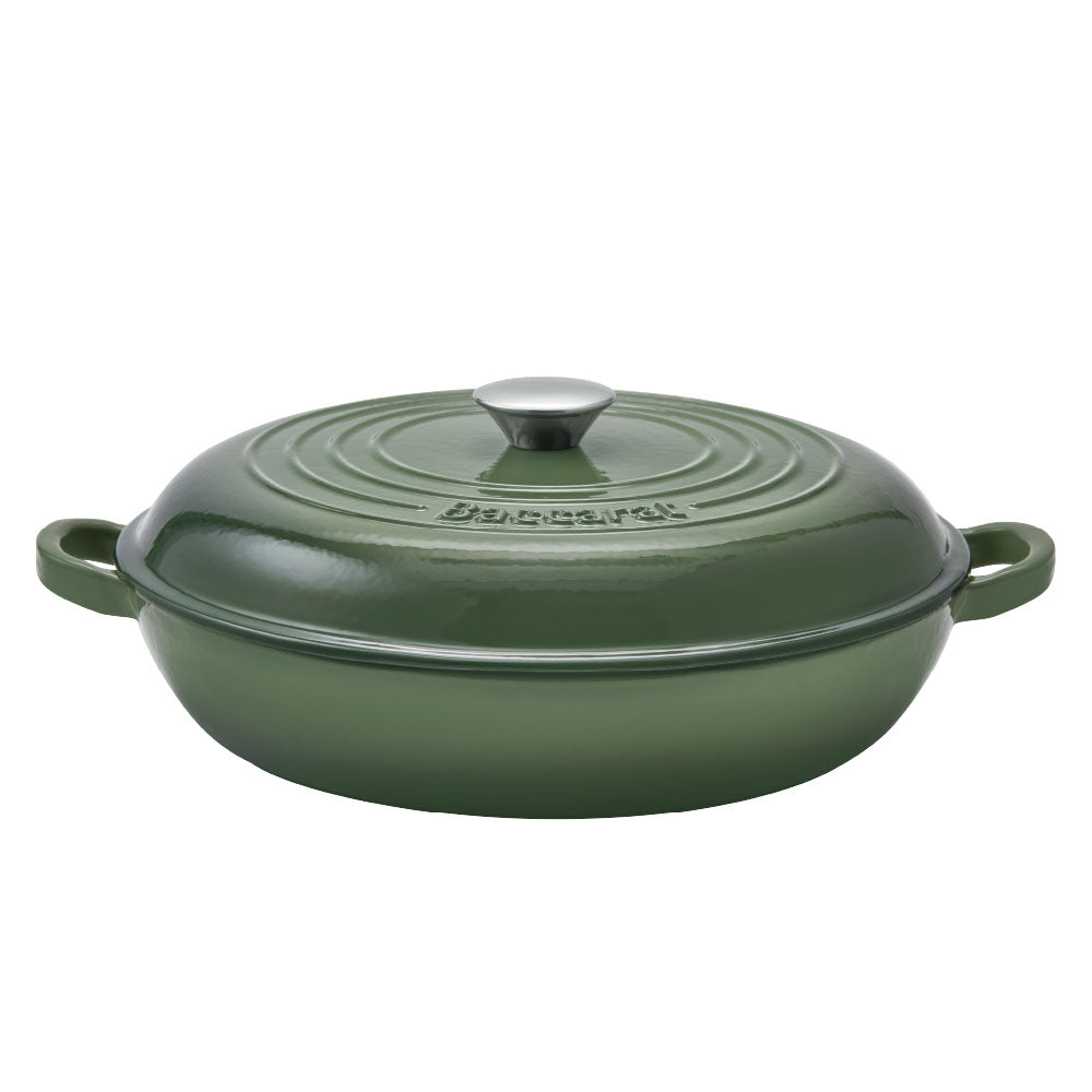 Baccarat Le Connoisseur Cast Iron Round French Saute Pan 31cm Sage Green at House