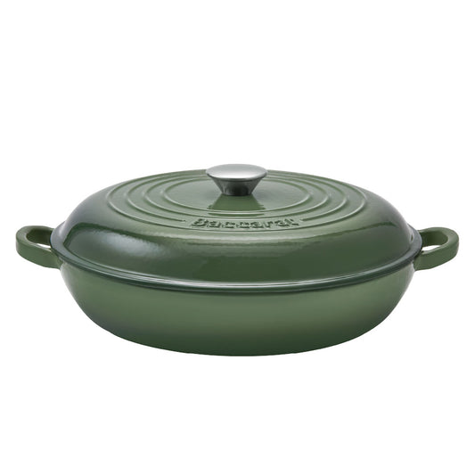 Baccarat Le Connoisseur Cast Iron Round French Saute Pan 31cm Sage Green at House