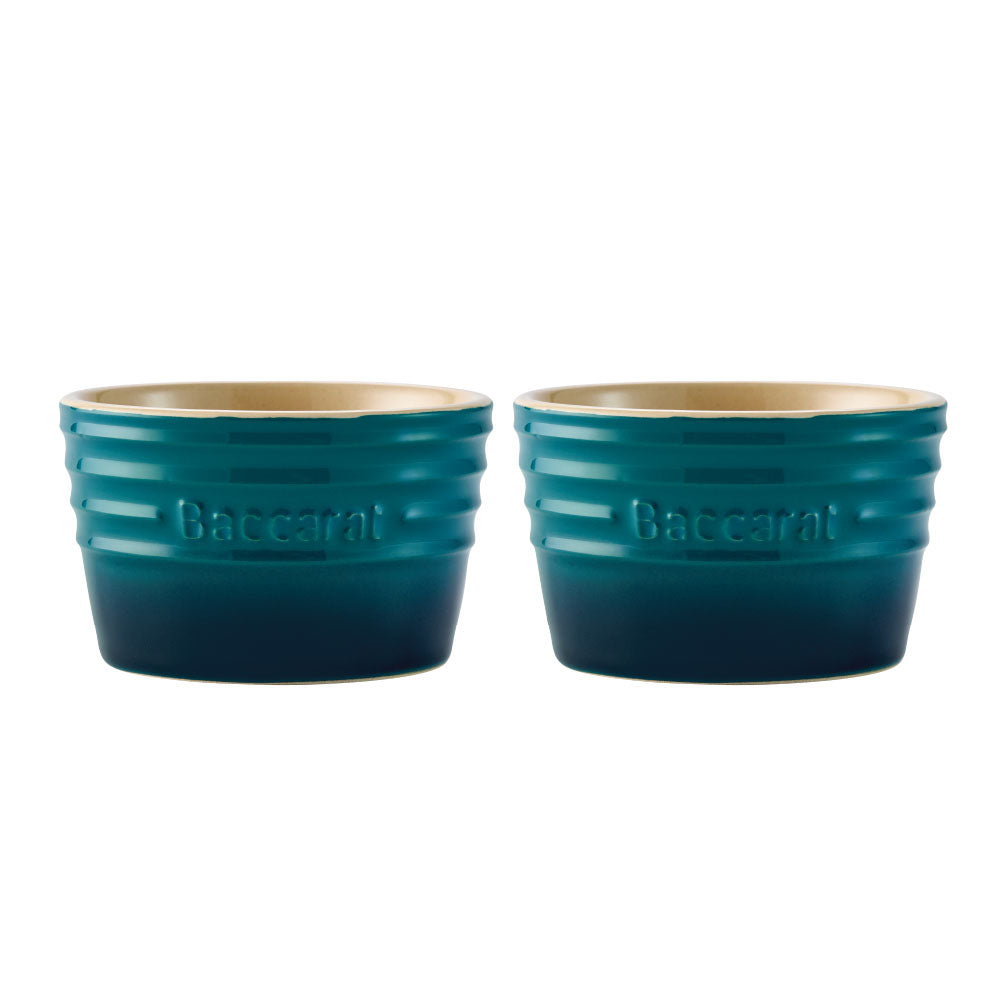 Baccarat Le Connoisseur Set of 2 Stoneware Ramekins 9cm Lagoon Blue at House