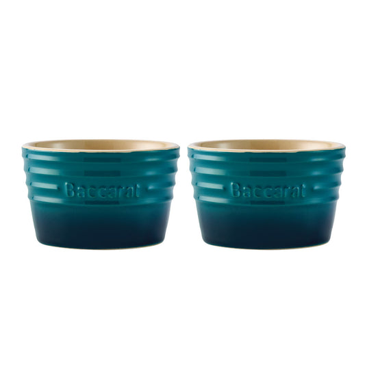 Baccarat Le Connoisseur Set of 2 Stoneware Ramekins 9cm Lagoon Blue at House
