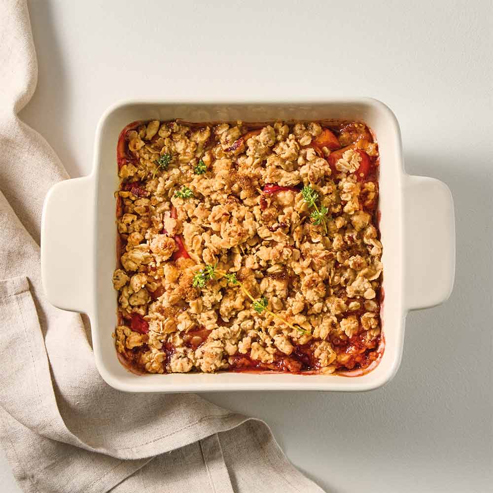 OvenBake Square Baker 1.5L Oat Cream with apple crumble at House