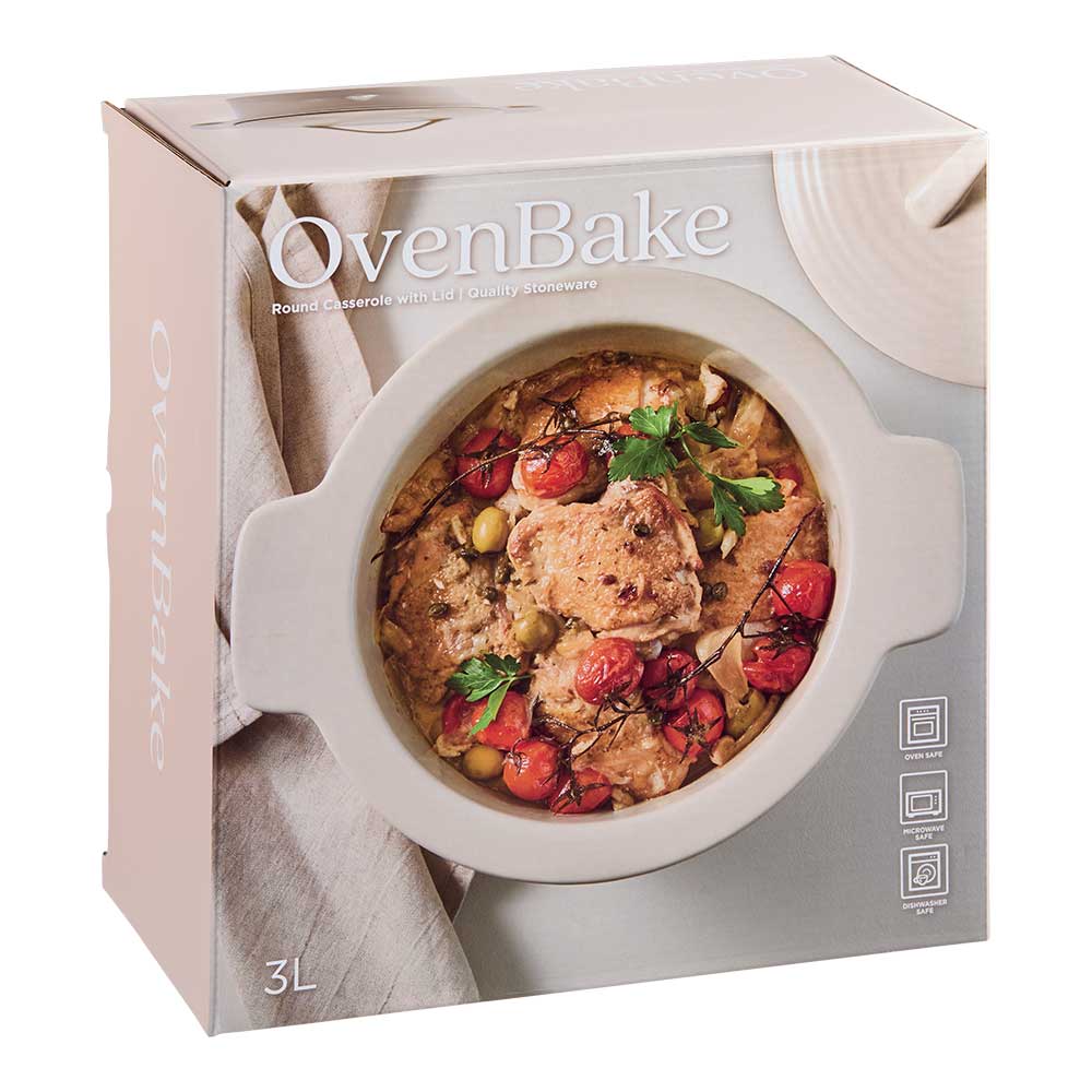OvenBake Casserole Dish with Lid 3L Oat Cream at House