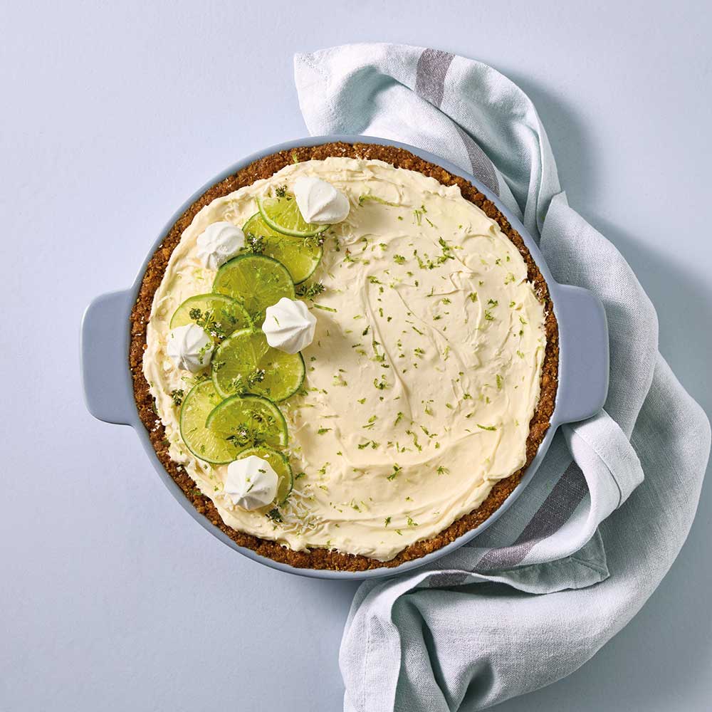 OvenBake Round Baker 2L Powder Blue with kiwi lime pie at House
