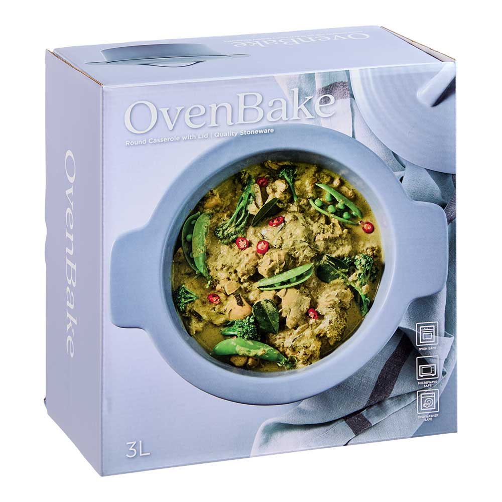 OvenBake Casserole Dish with Lid 3L Powder Blue at House