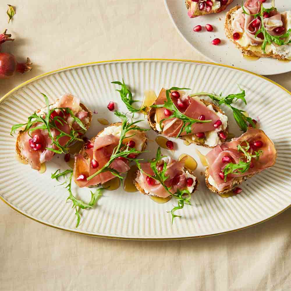 Oval Stoneware Serving Platter with cottage cheese slices - House