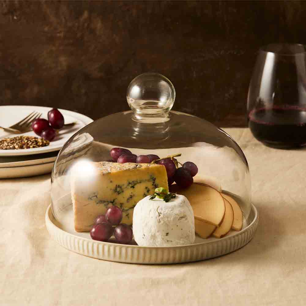 20cm stoneware Cheese Dome  with cheese and fruit - House