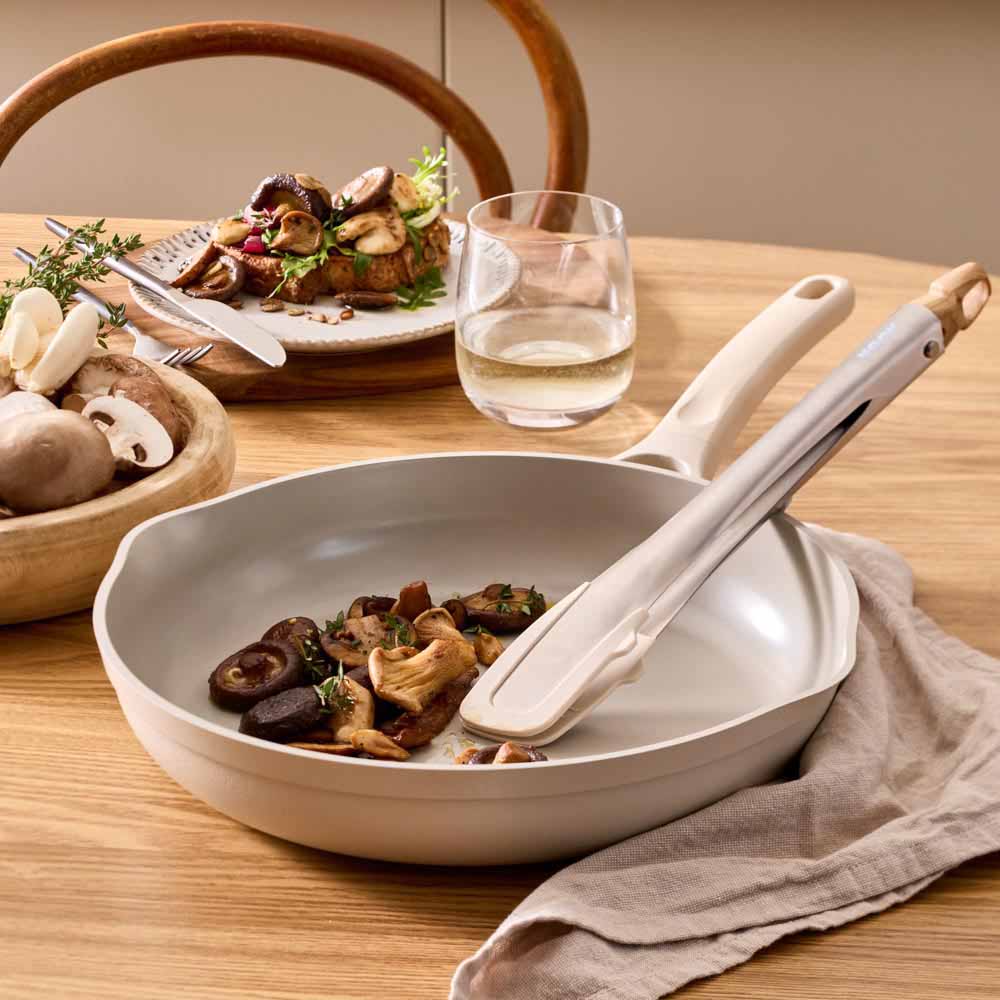 mushroom medley served from a cream frypan