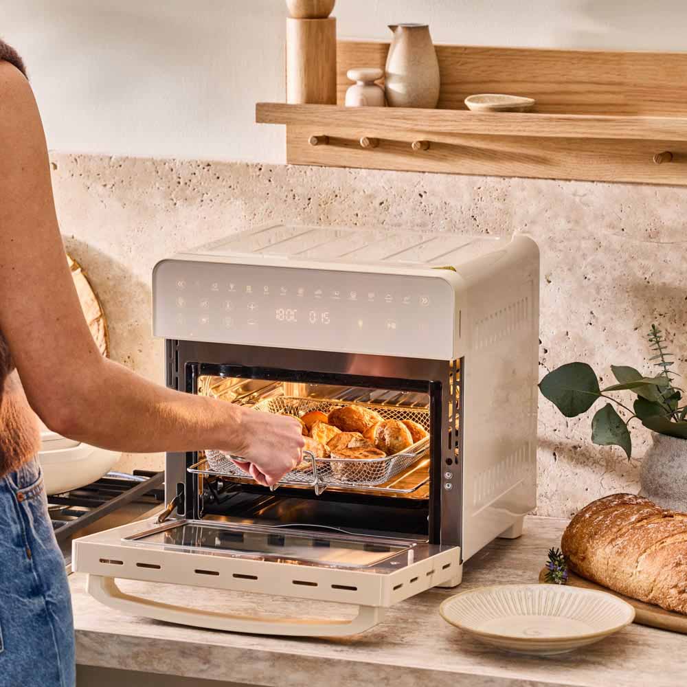 15L Air Fryer Oven in cream on the kitchen counter