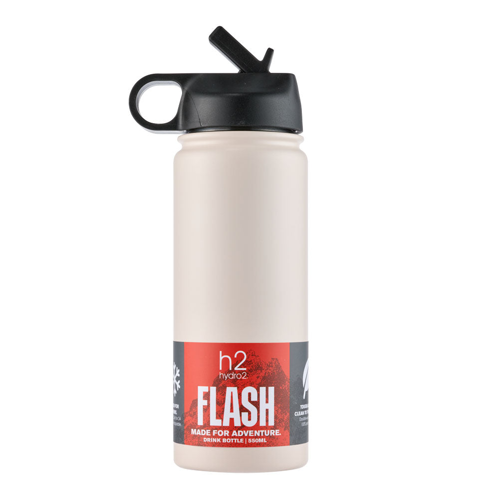 h2 hydro2 FLASH Sip Reusable Water Bottle 550ml Dove cream