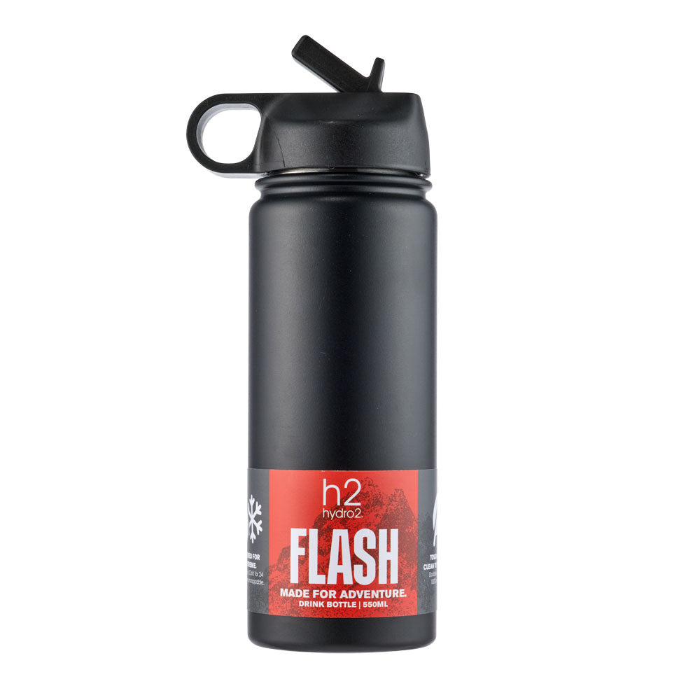 h2 hydro2 FLASH Sip Reusable Water Bottle 550ml black