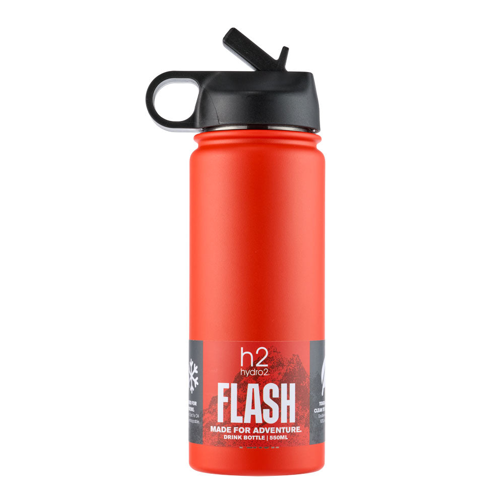 h2 hydro2 FLASH Sip Reusable Water Bottle 550ml Chilli red