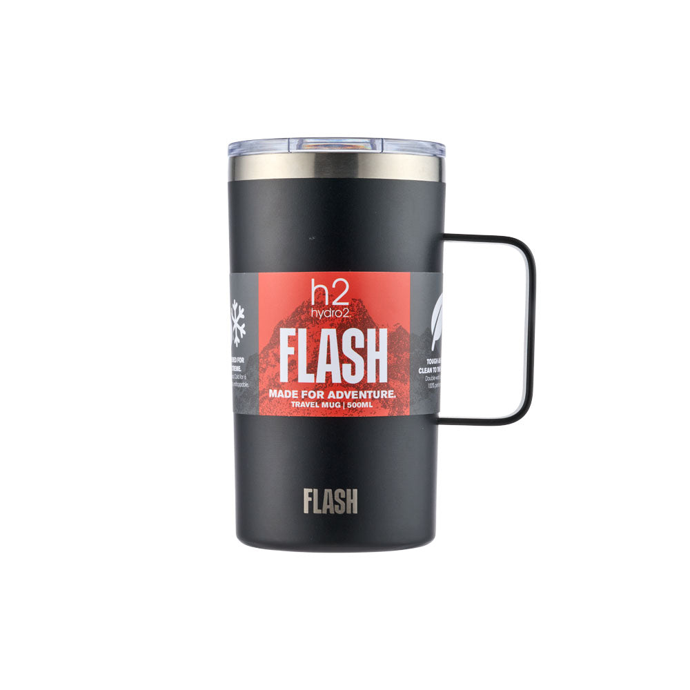 h2 hydro2 FLASH Reusable Travel Mug 500ml Black