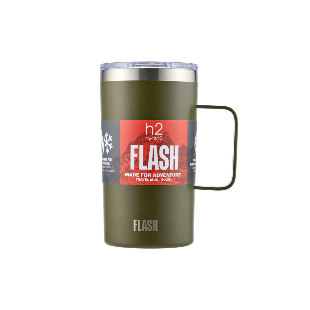 h2 hydro2 FLASH Reusable Travel Mug 500ml Olive green