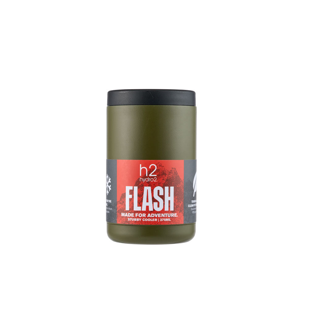 h2 hydro2 FLASH Stubby Cooler 375ml olive green