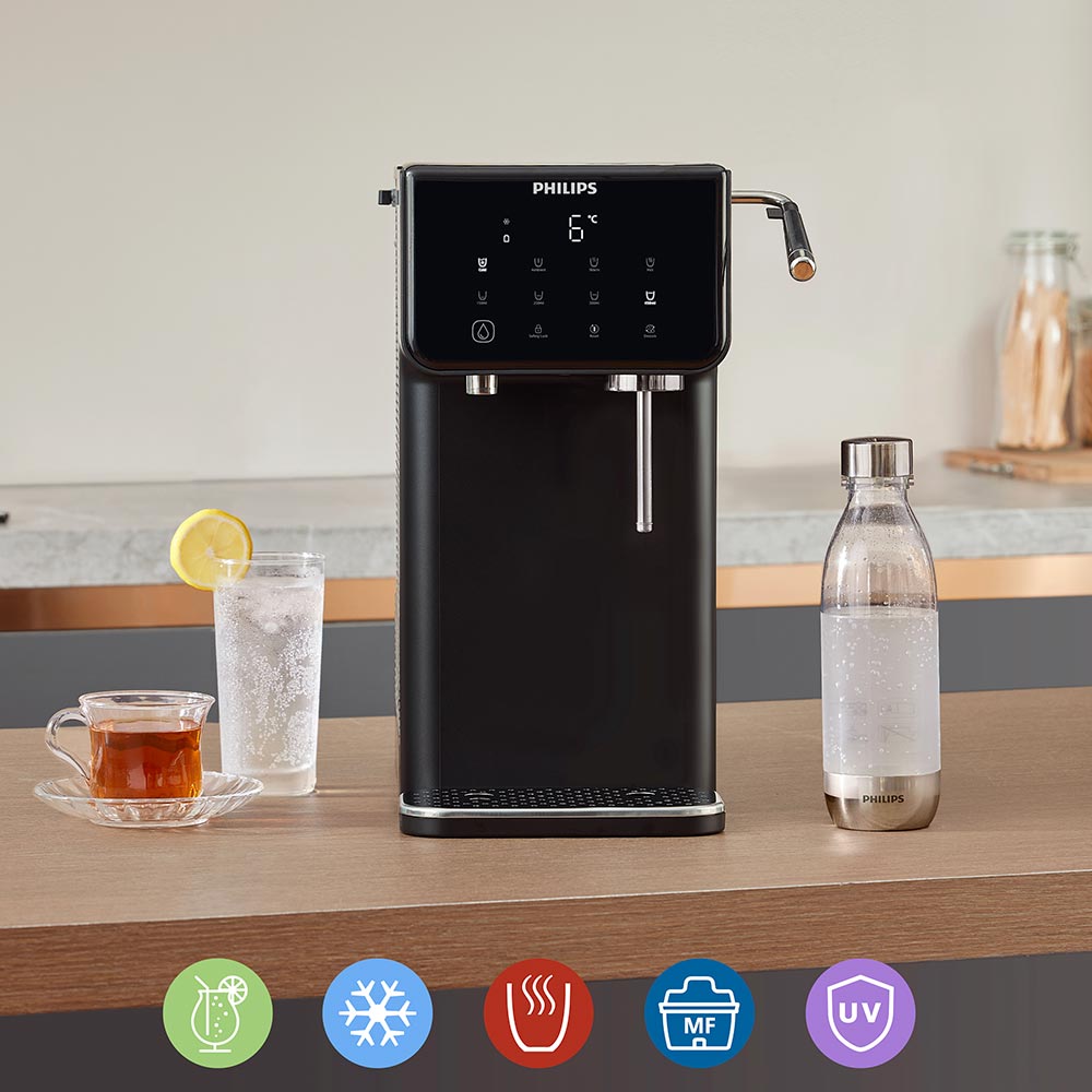 Philips Micro X-Clean Filtration Sparkling Water Station Hot and Cold Black