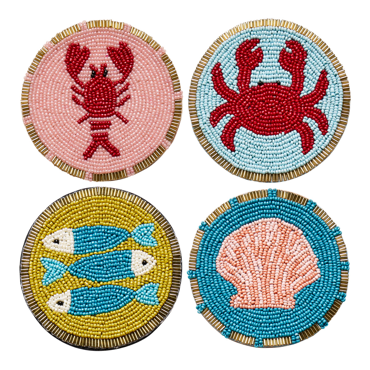Porto Cove Set of 4 Beaded Coasters 10cm