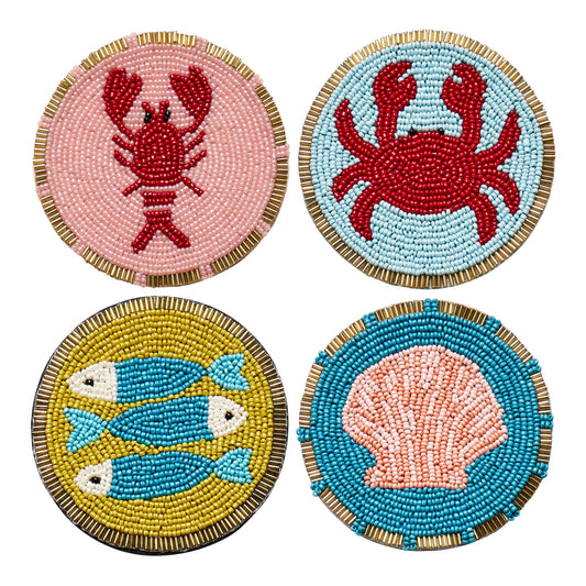 Porto Cove Set of 4 Beaded Coasters 10cm