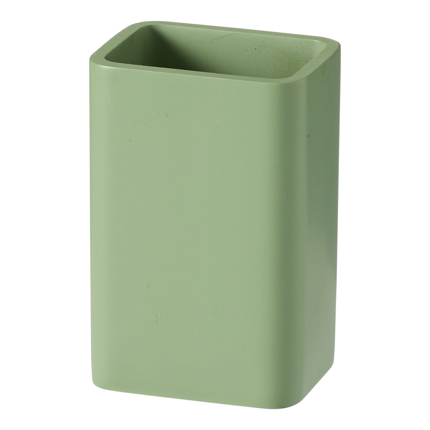 The Porto Astoria Sage bathroom tumbler features a sturdy rectangular design.