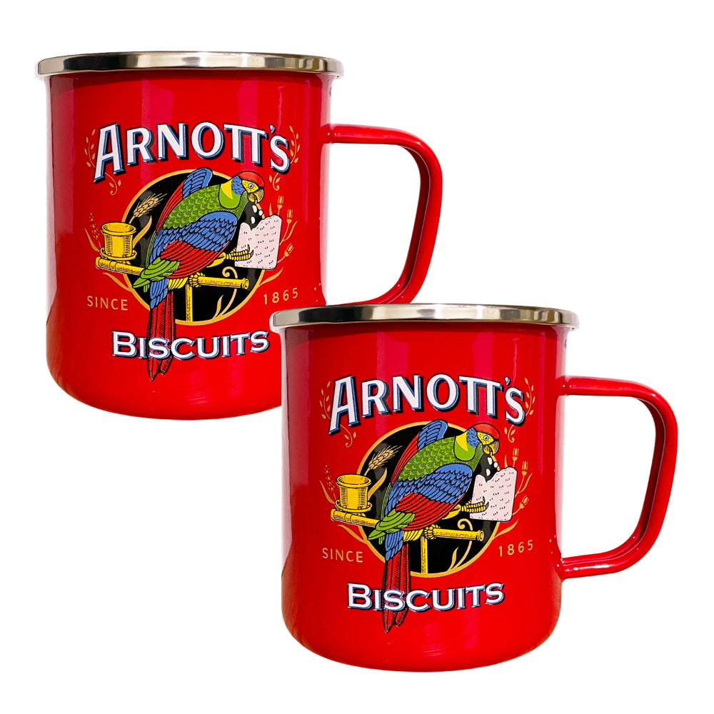 Rojo Arnotts Enamel 2 Piece Mug Set 450ml Red