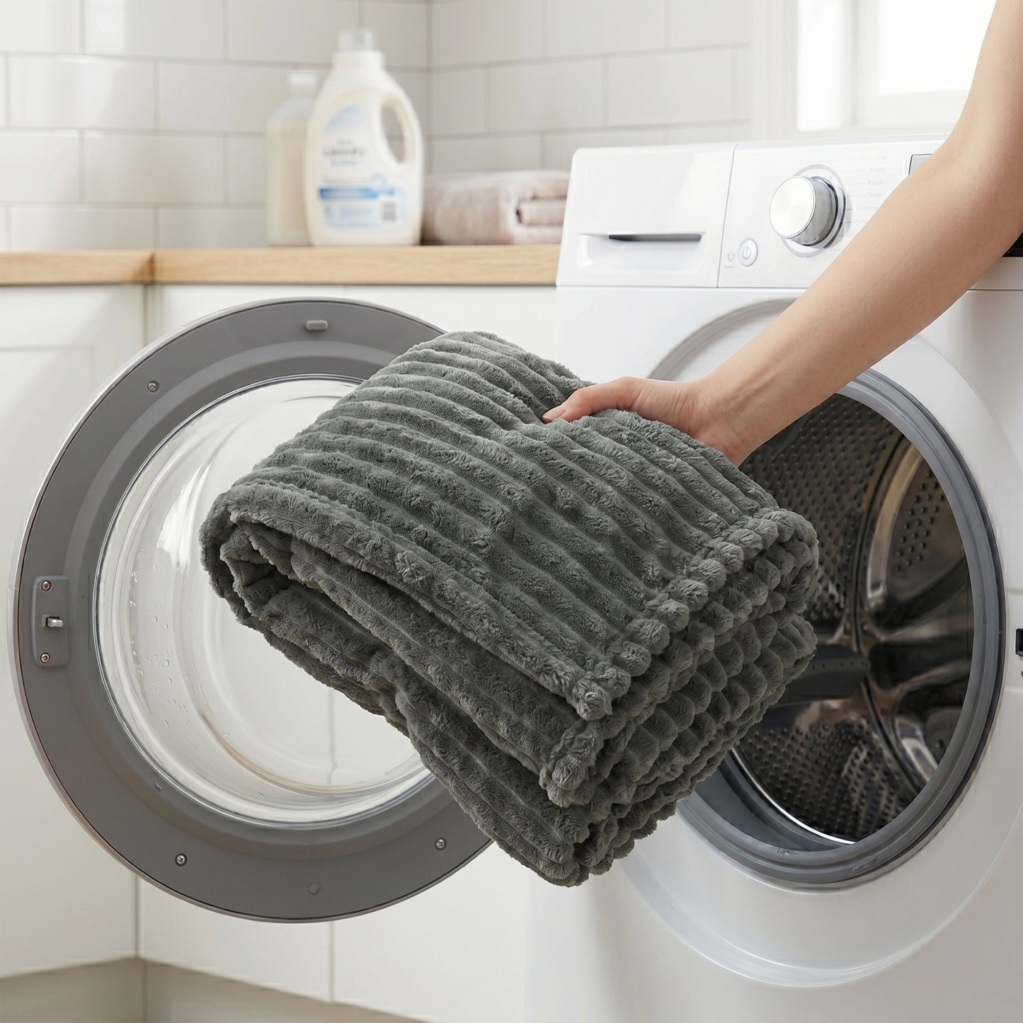 Royal Comfort Thermolux Heated Stripe Faux Fleece Throw