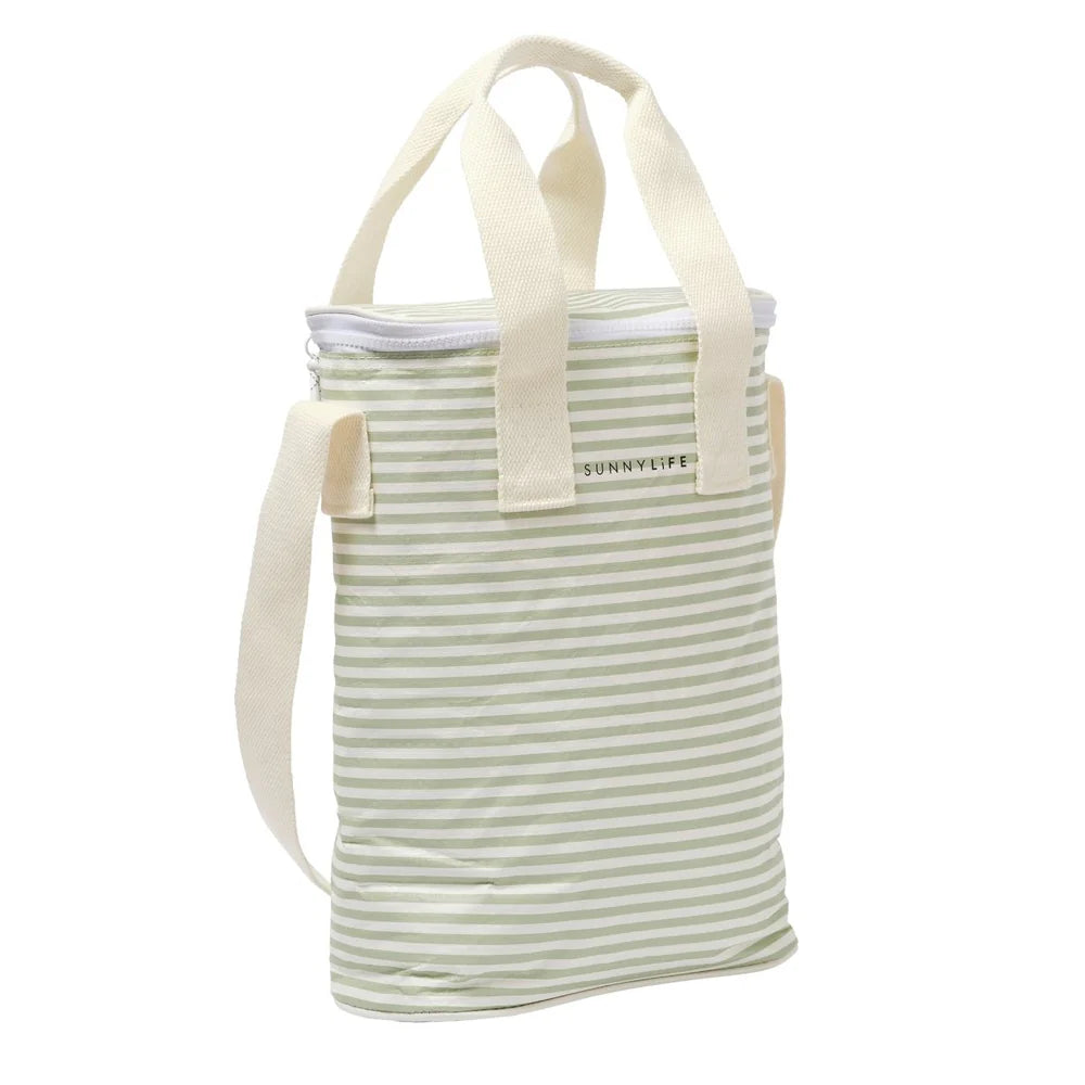 SUNNYLiFE Light Cooler Drinks Bag Sage Stripe