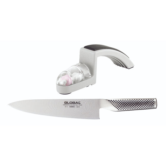 Global Classic 20cm Cooks Knife & Minosharp Set