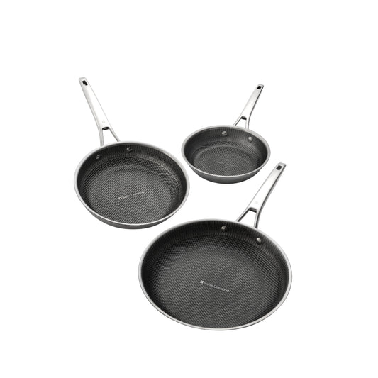 Swiss Diamond DLX Clad 3 Piece Ceramic Non Stick Frypan Set