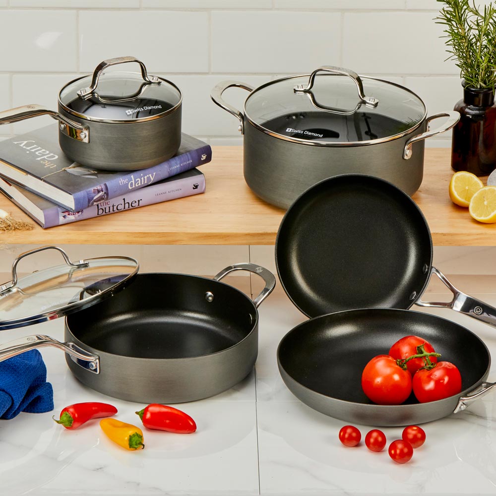 Swiss Diamond 5 Piece Hard Anodised Cookware Set