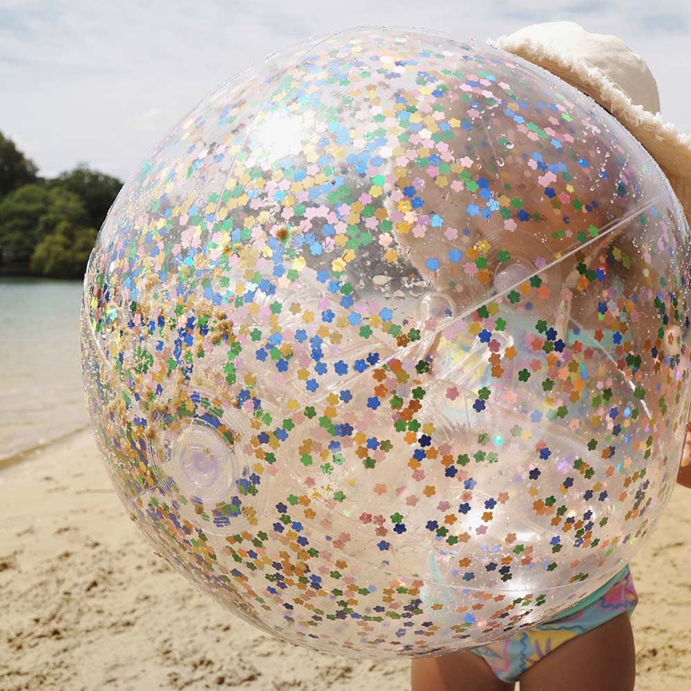 SUNNYLiFE 3D Inflatable Beach Ball Cotton Candy Glitter