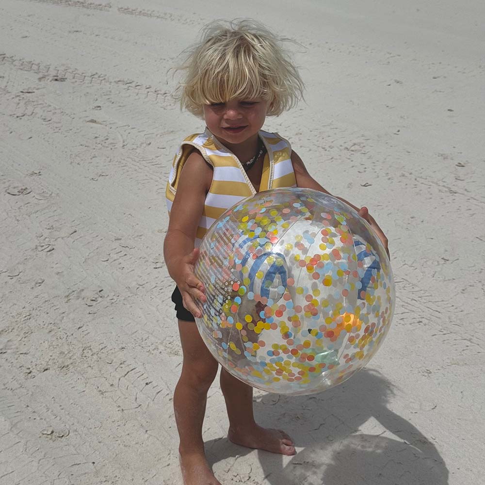 SUNNYLiFE 3D Inflatable Beach Ball Sammy The Seagull Blue Stripe