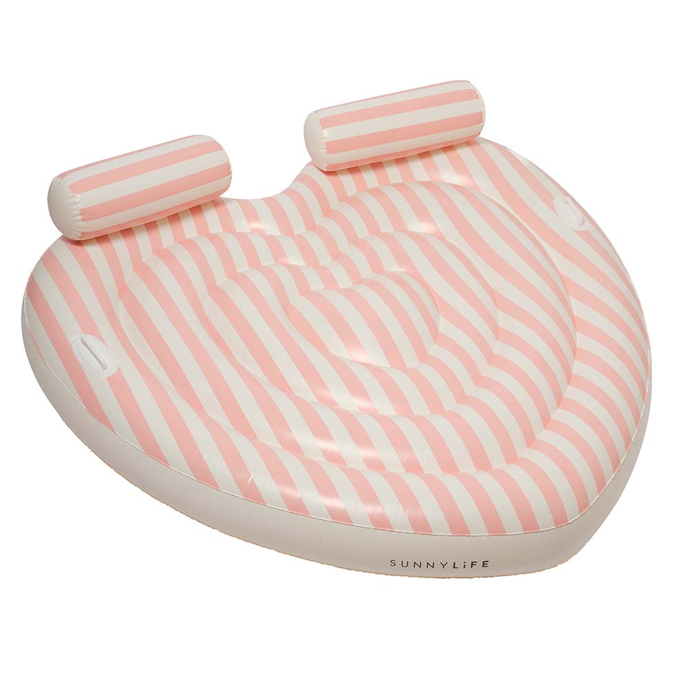 SUNNYLiFE Twin Heart Lie-On Stole My Heart Pink Stripe