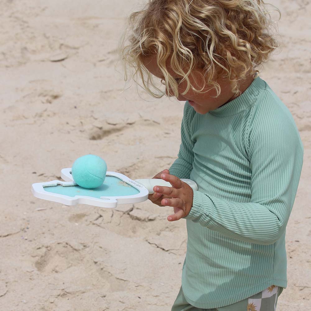 SUNNYLiFE Kids Velcro Beach Bats Sammy The Seagull Blue Stripe