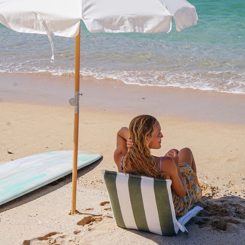 SUNNYLiFE Terry Travel Lounger The Vacay Olive Stripe
