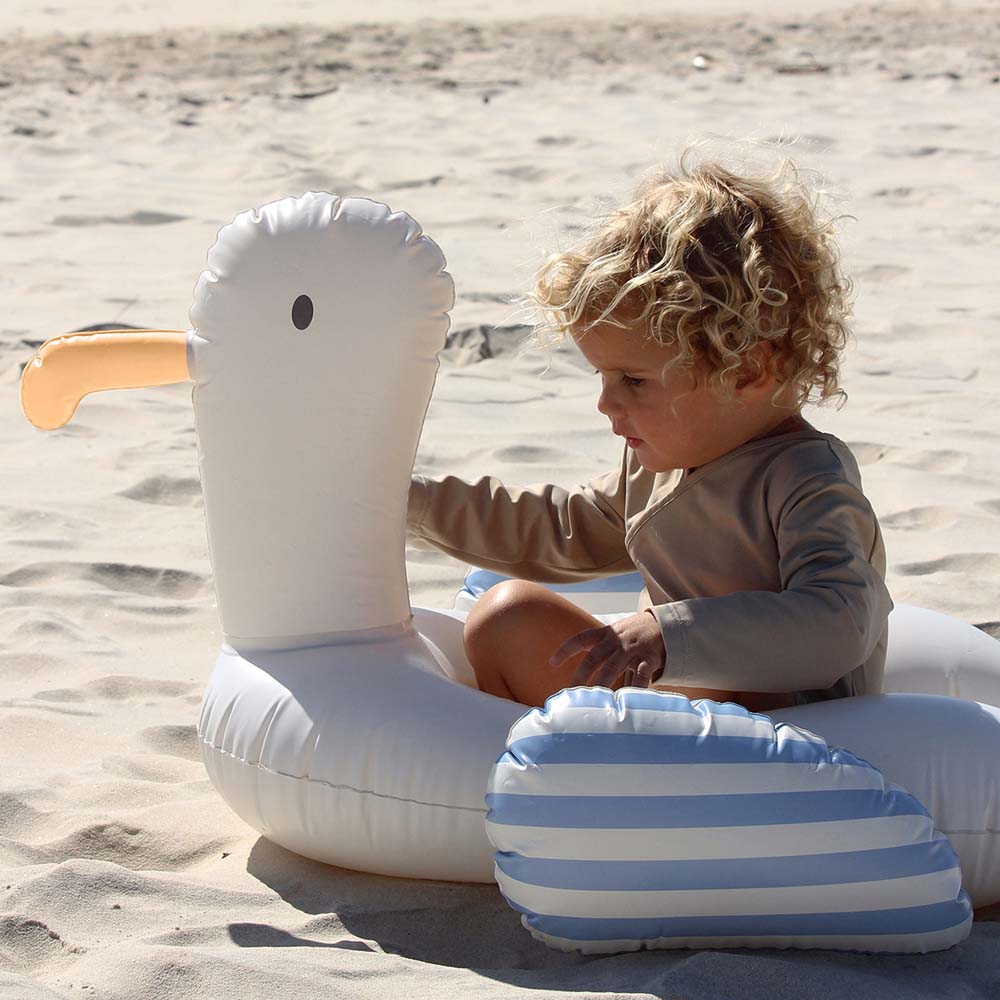 SUNNYLiFE Kids Tube Pool Ring Sammy The Seagull Blue Stripe