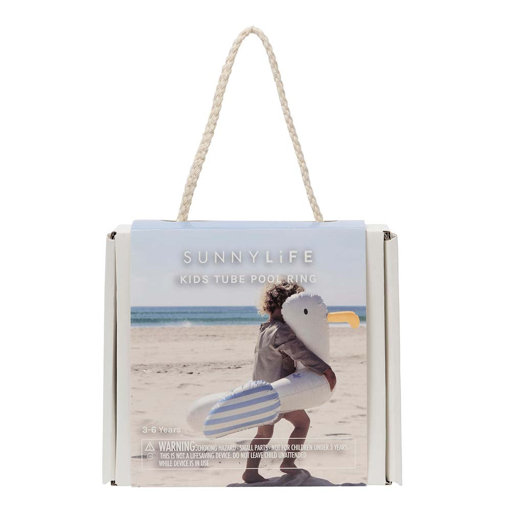 SUNNYLiFE Kids Tube Pool Ring Sammy The Seagull Blue Stripe