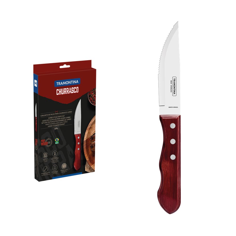 Tramontina Jumbo 4 Piece Steak Knife Set Red