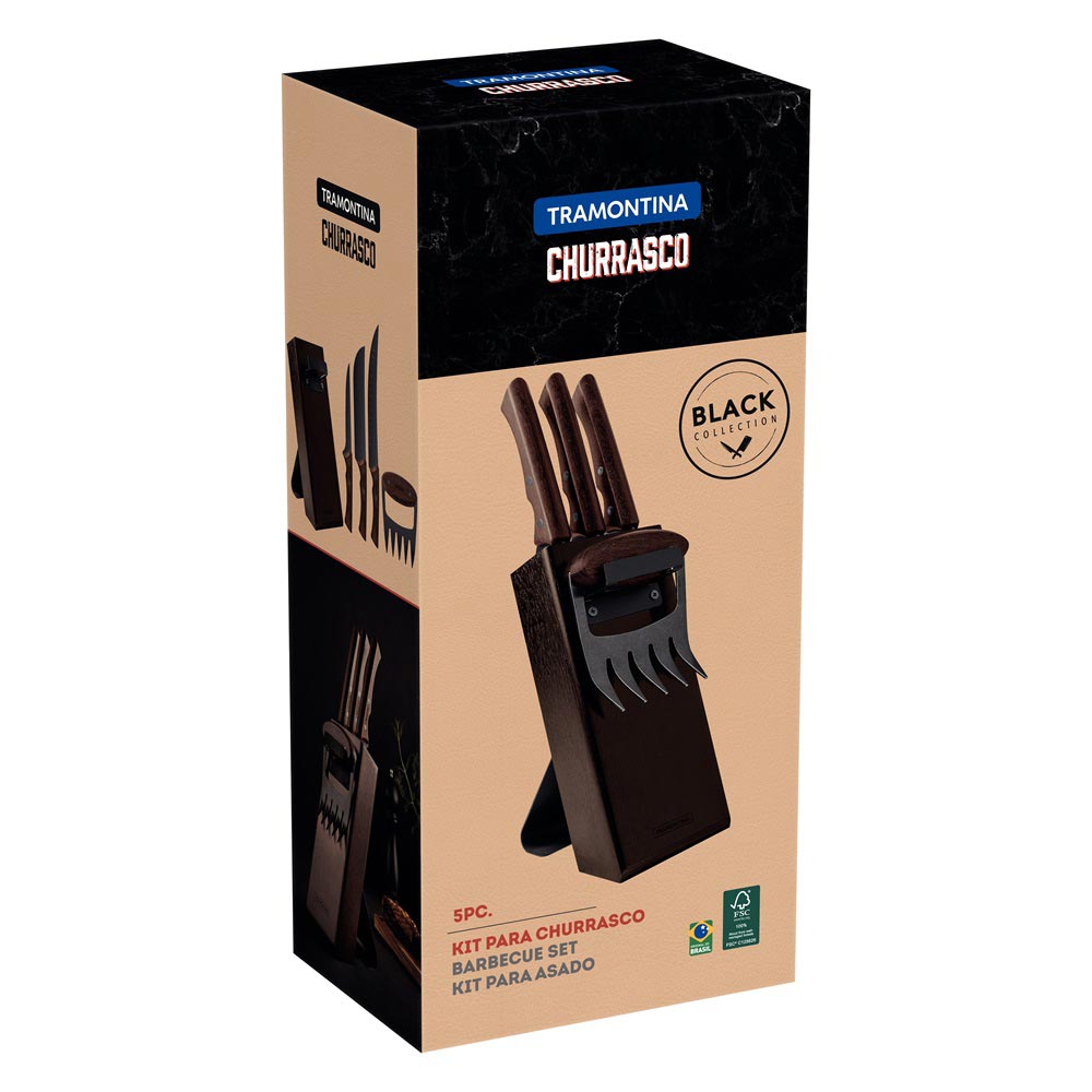 Tramontina Churrasco Black Collection 5pc Knife Block Set