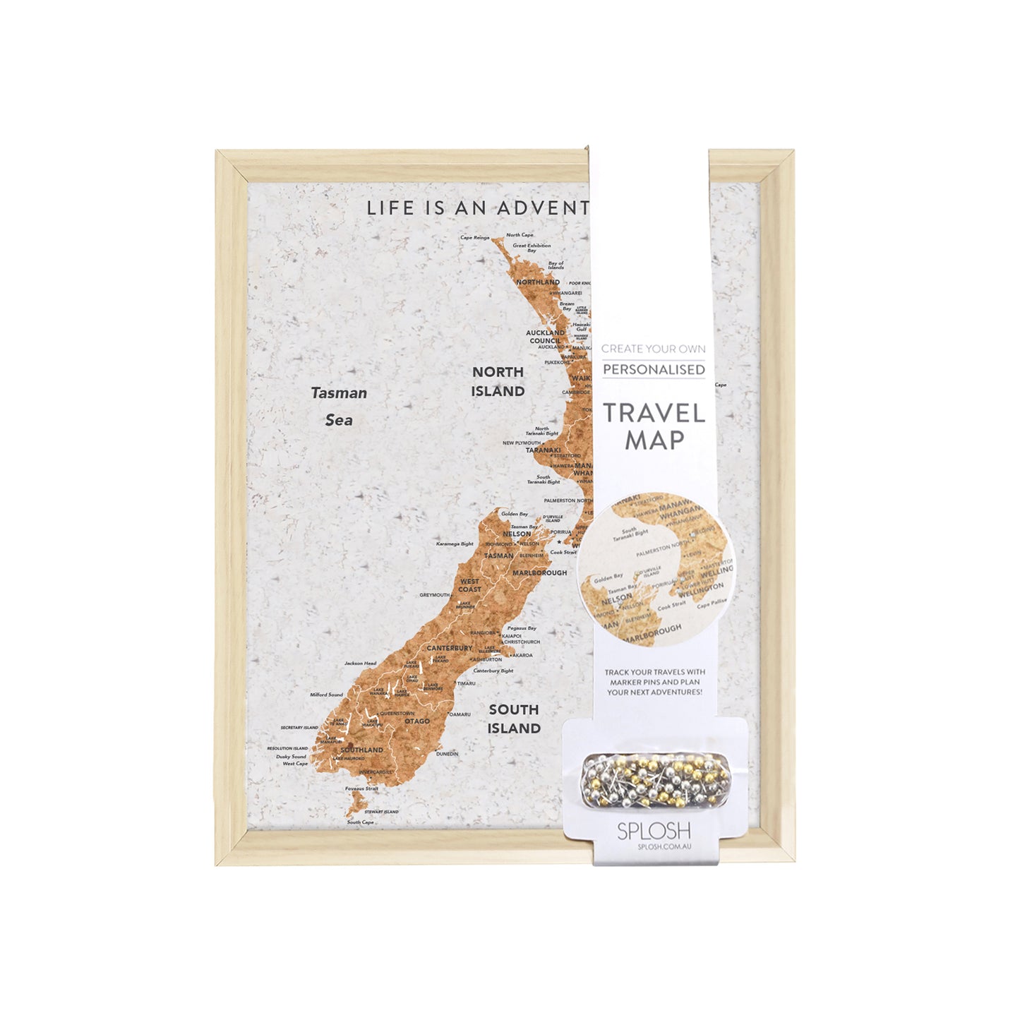Splosh Travel Board New Zealand Desk Map