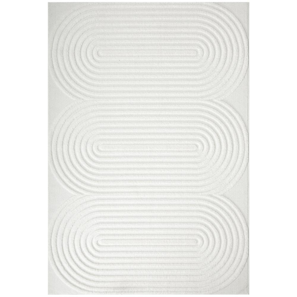 Rug Culture Lotus Carl Rug in white at House. Rug with oval detail.