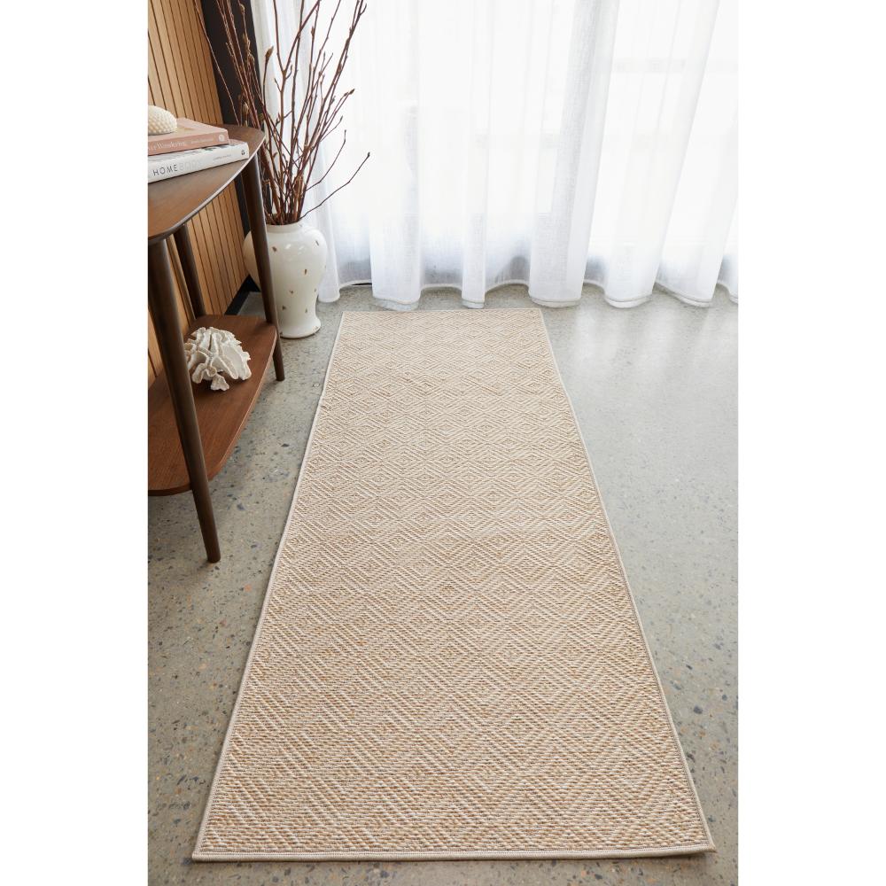 Beige diamond design Indoor/Outdoor rug by the window - House