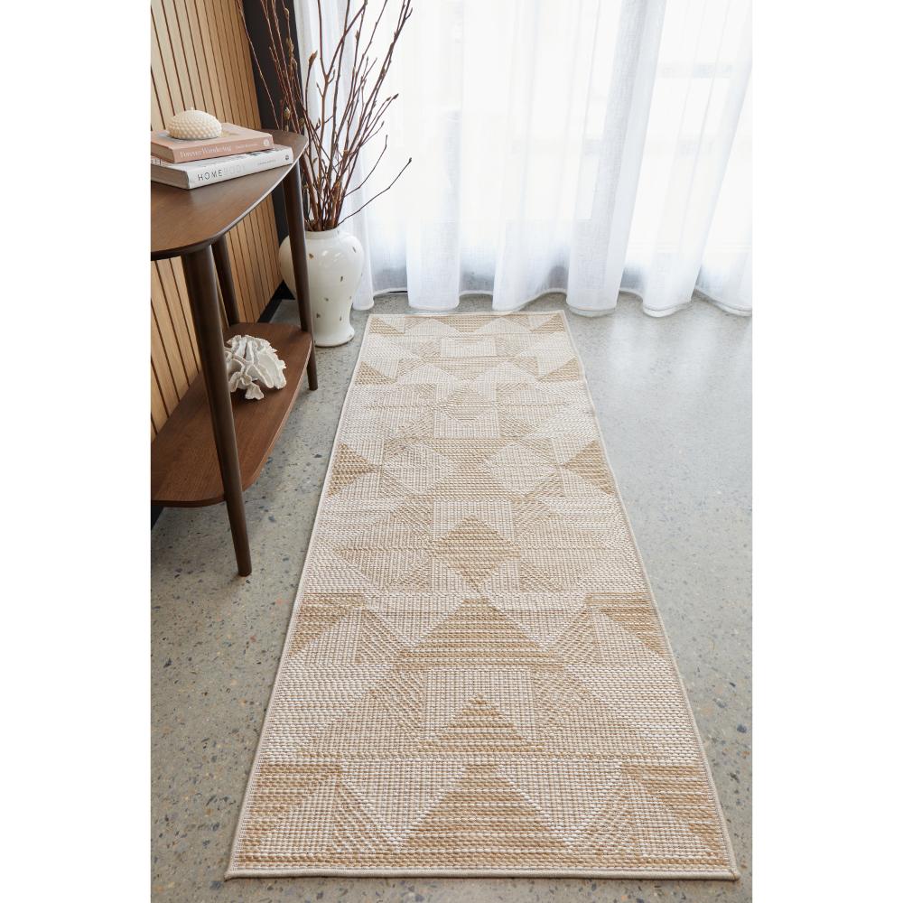Natural Brown geometric hallway floor runner rug - House
