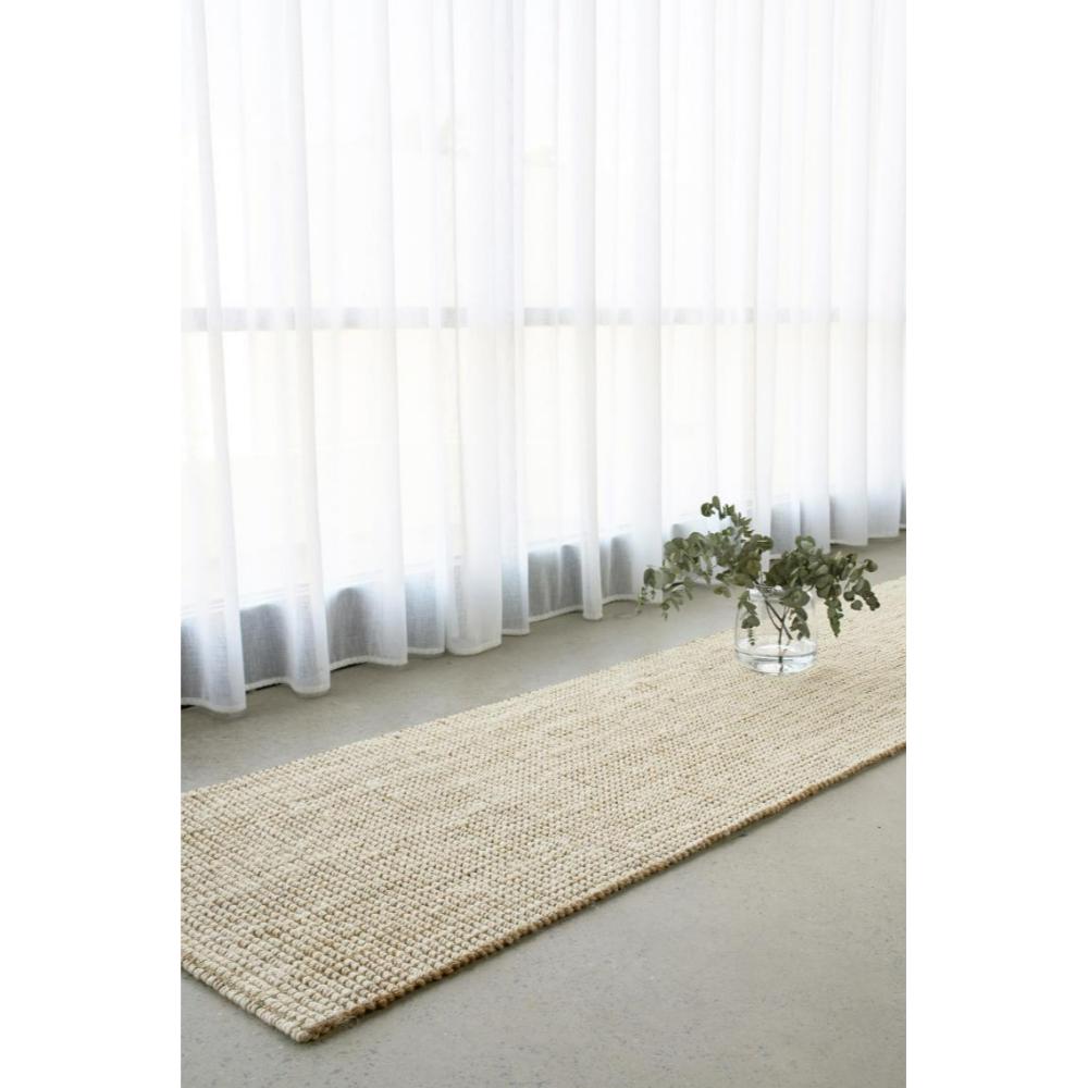 Cream white jute hampton floor runner by the window - House