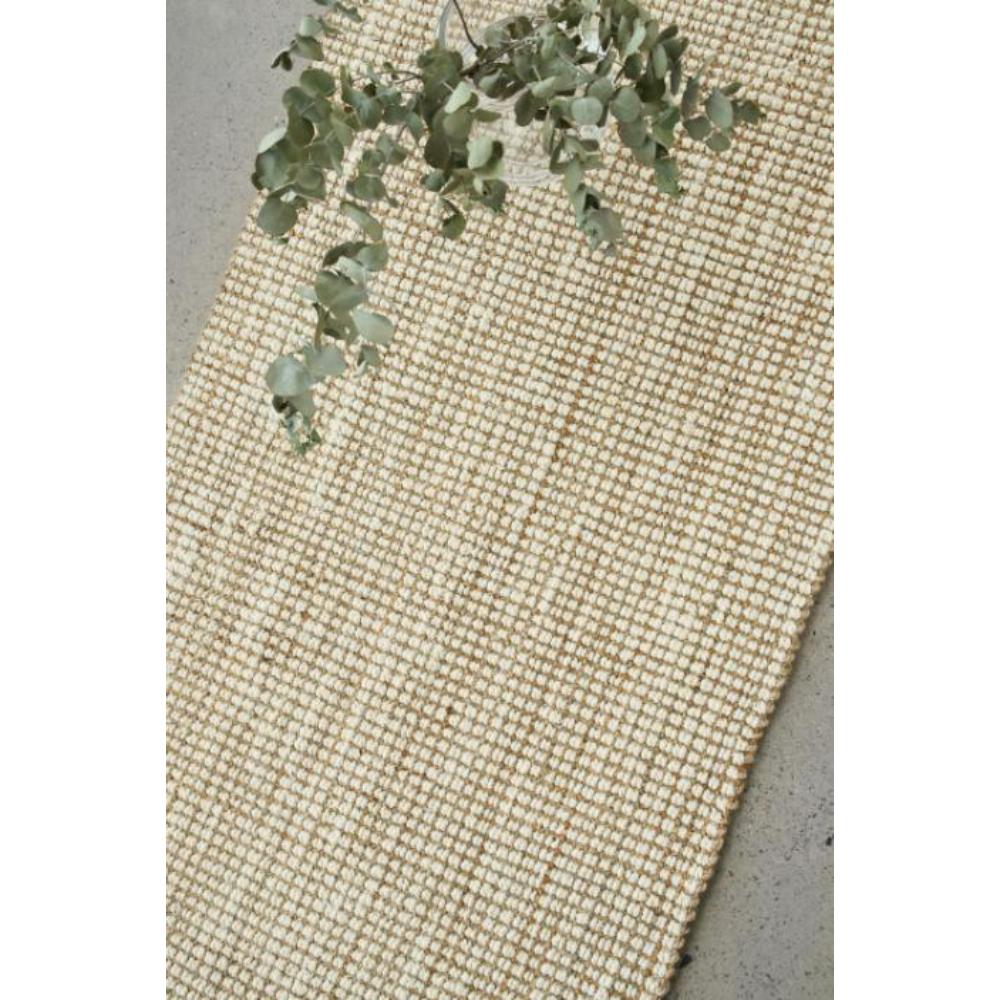Cream white jute hampton floor runner with vase - House