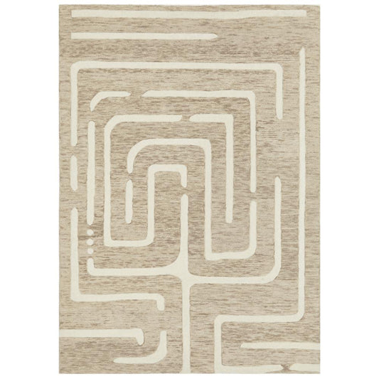 Rug Culture Summit Maze Wool Rug in Linen at House