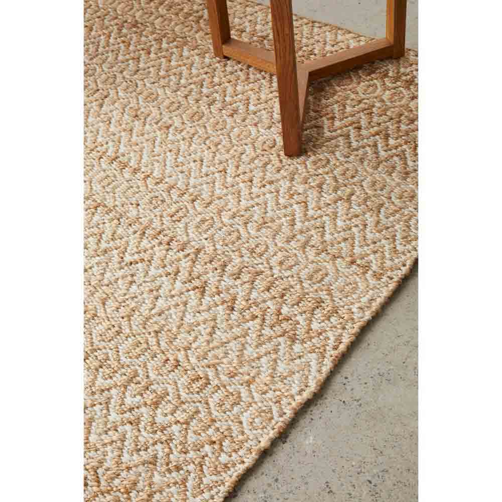 warm beige textured jute rug detail image - House