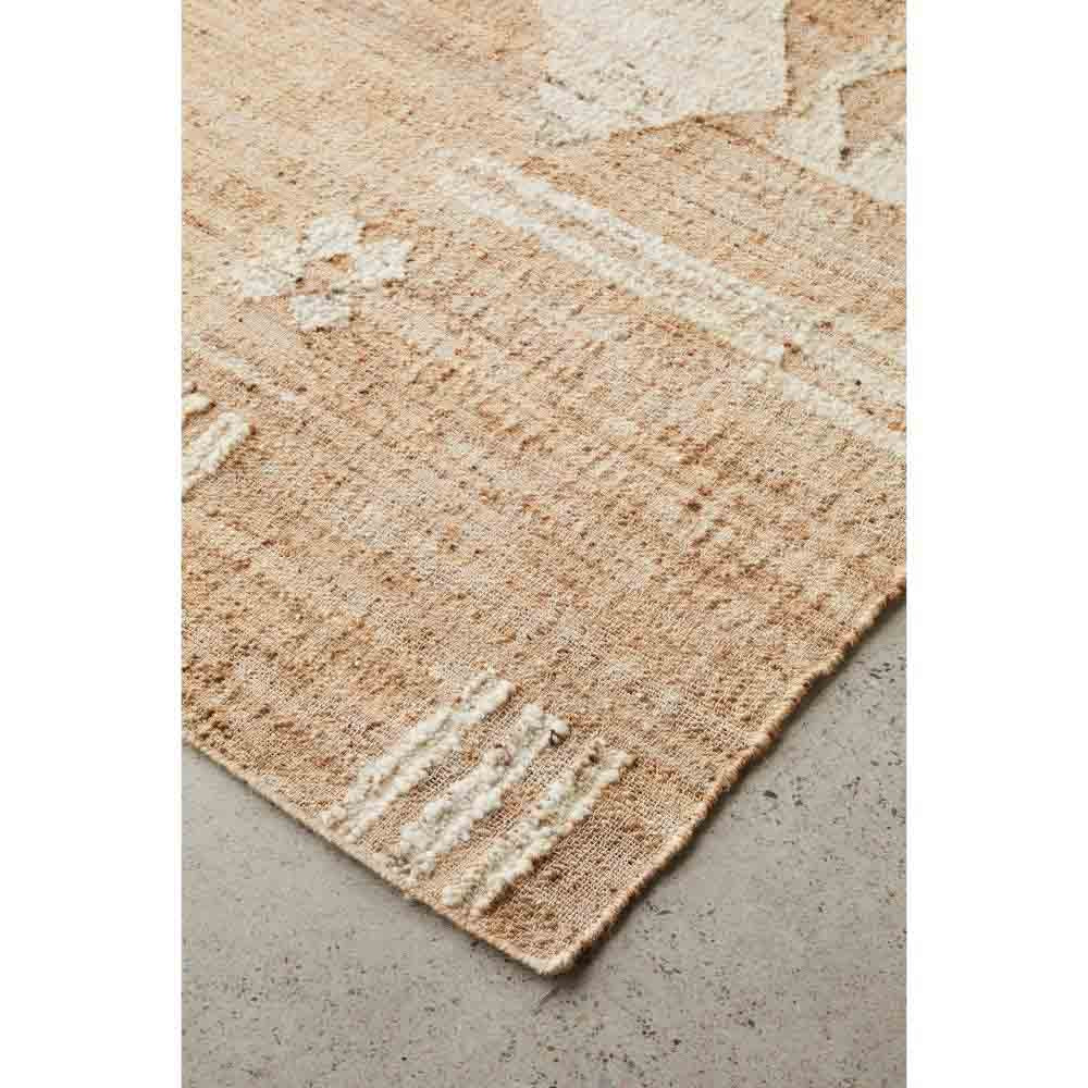 warm beige patterned jute bohemian rug detail image - House